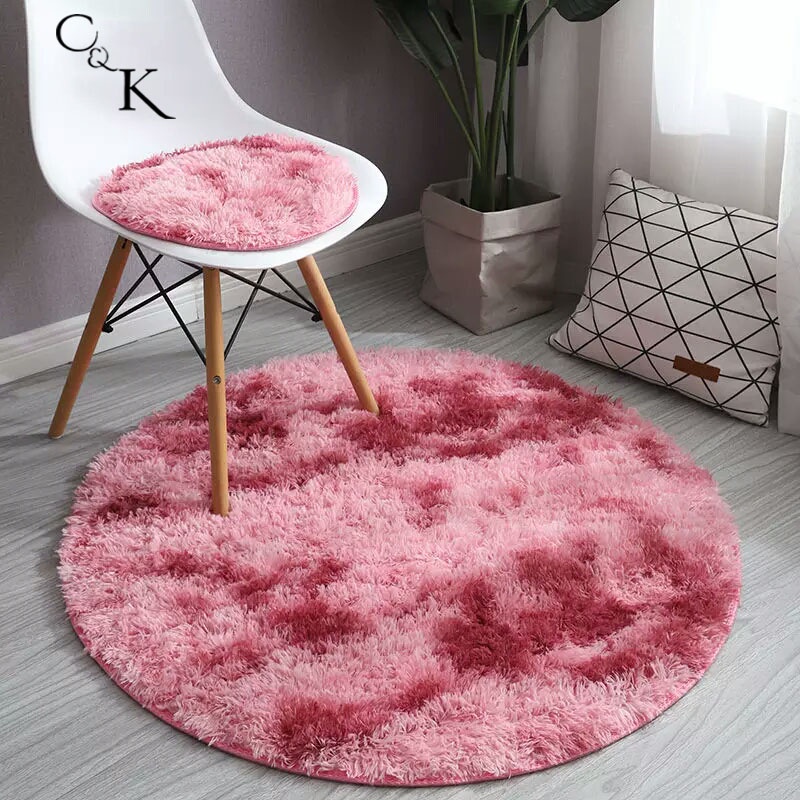 Karpet Bahan Poliester Bulat Lembut / Karpet Bulat Bulu Lembut / Carpet Ruang Tamu / Karpet Kamar