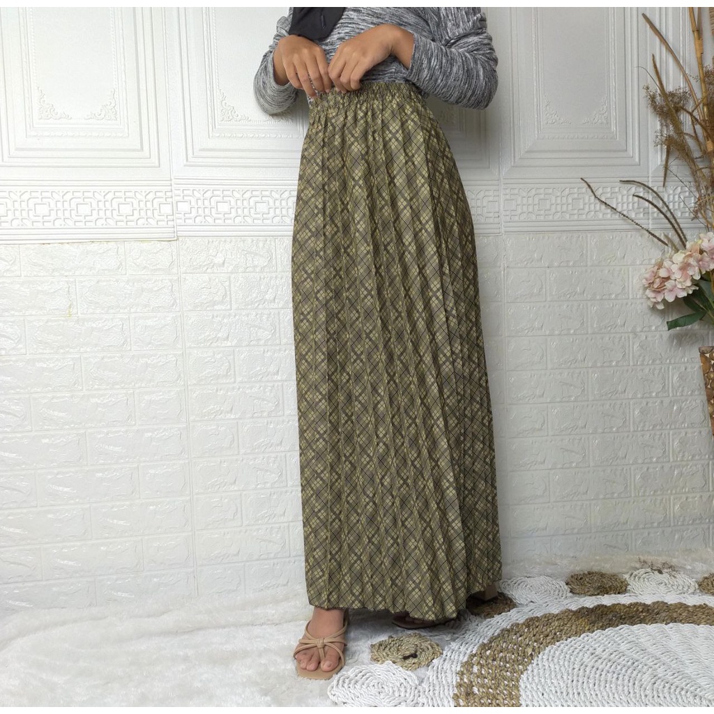 ROK PLISKET KLOK MOTIF TARTAN/ROK PLISKET SPANDEK WOL TARTAN