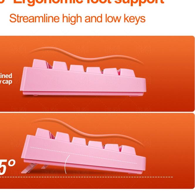 ❃ Pink Girl Cute Backlight Gaming Keyboard dan Mouse Combo Mechanical Feel Mekanikal Gamer kabel luc