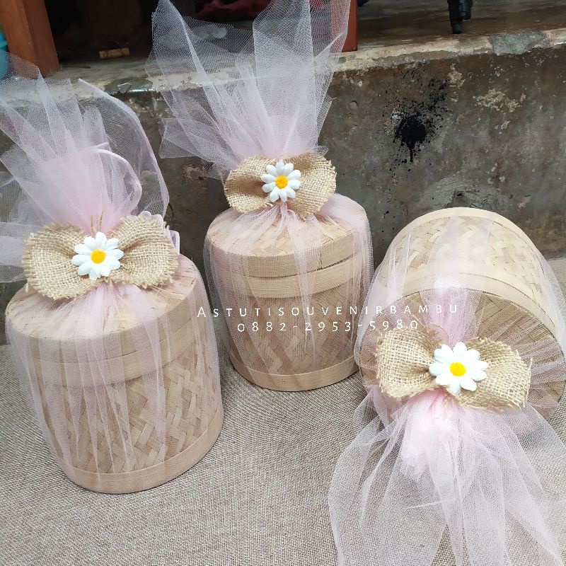 TOPLES BAMBU TABUNG 15X15 CM / toples bambu / parsel lebaran / hampers / souvenir / tile / kado