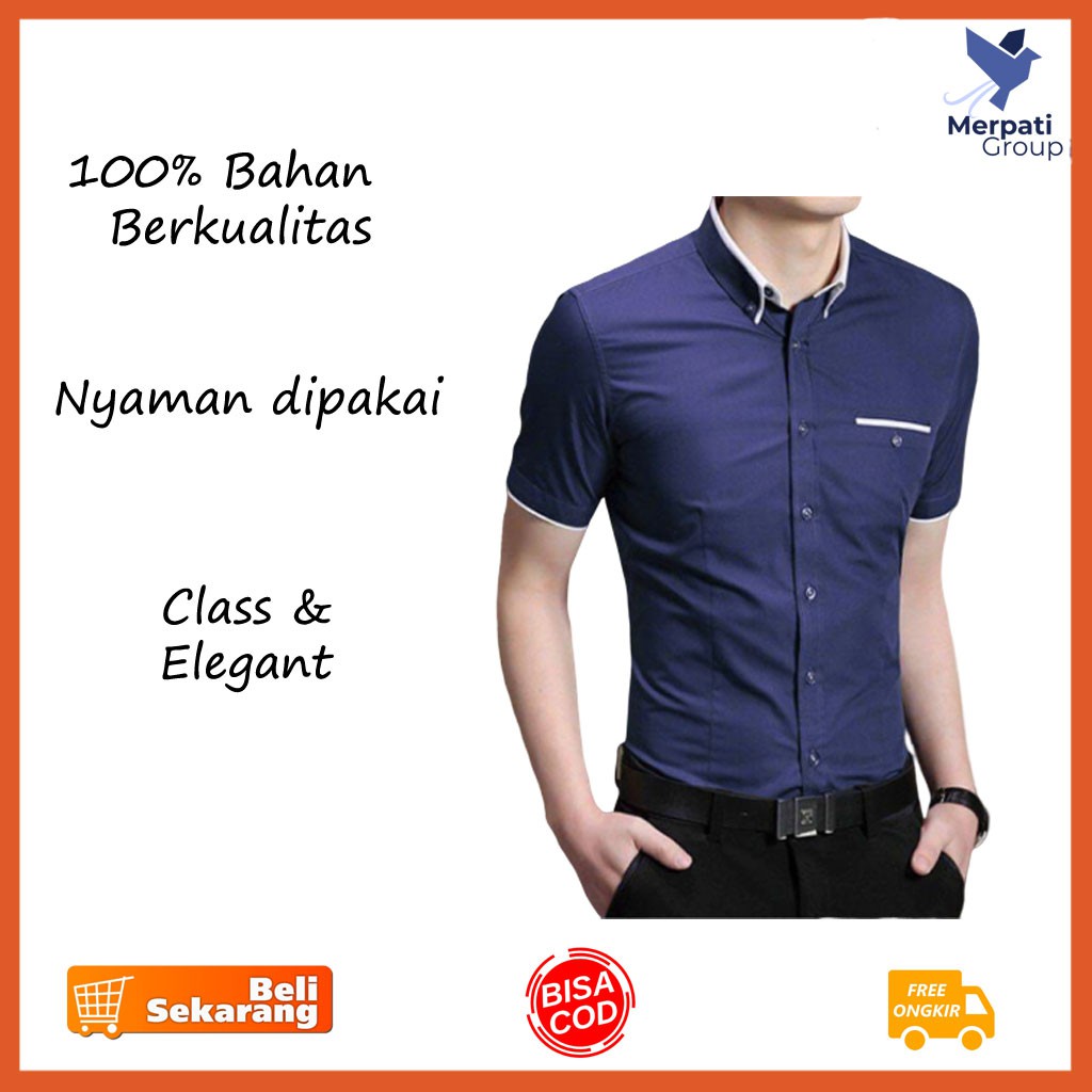 Kemeja Pria Bahan Adem Bagus Slimfit Import Distro Oversize G4C9 Tebal Terbaru Murah Casual Lengan P