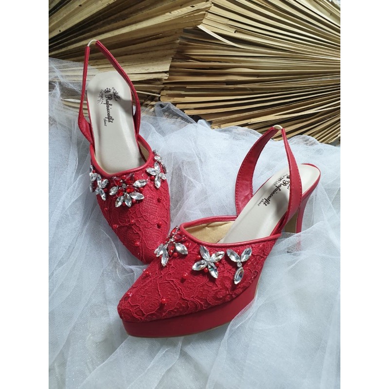 sepatu mikailaa merah cabe tinggi 9cm runcing