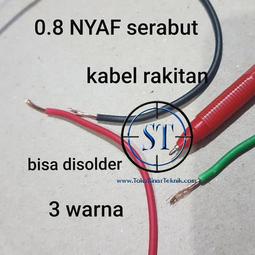 3 Warna @1M Kabel Serabut NYAF 0.8mm Isi Tembaga Asli 1 Jalur  Bisa Di solder dapat 3 meter