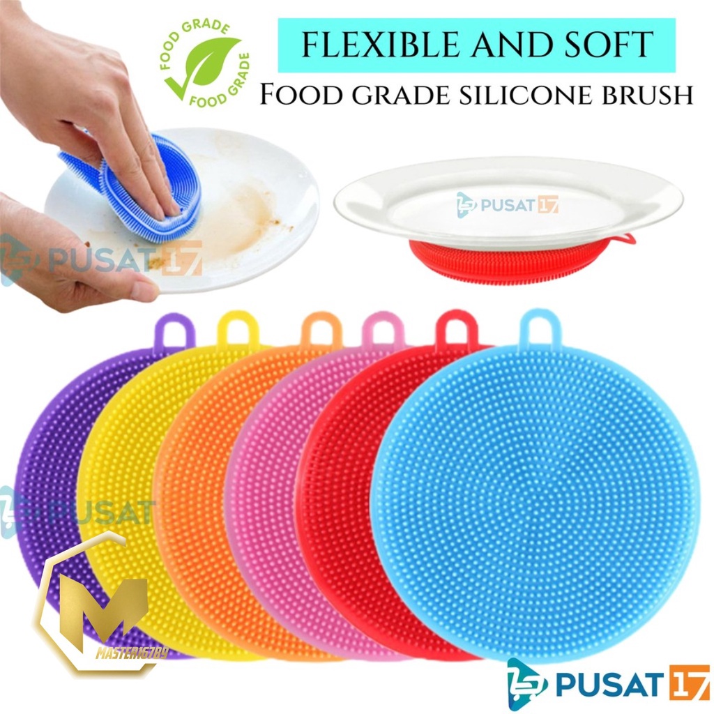 RT04 SPONS SPONGE SPON PENCUCI PIRING BULAT SILIKON SILICONE BRUSH SERBAGUNA FOOD GRADE MA2266