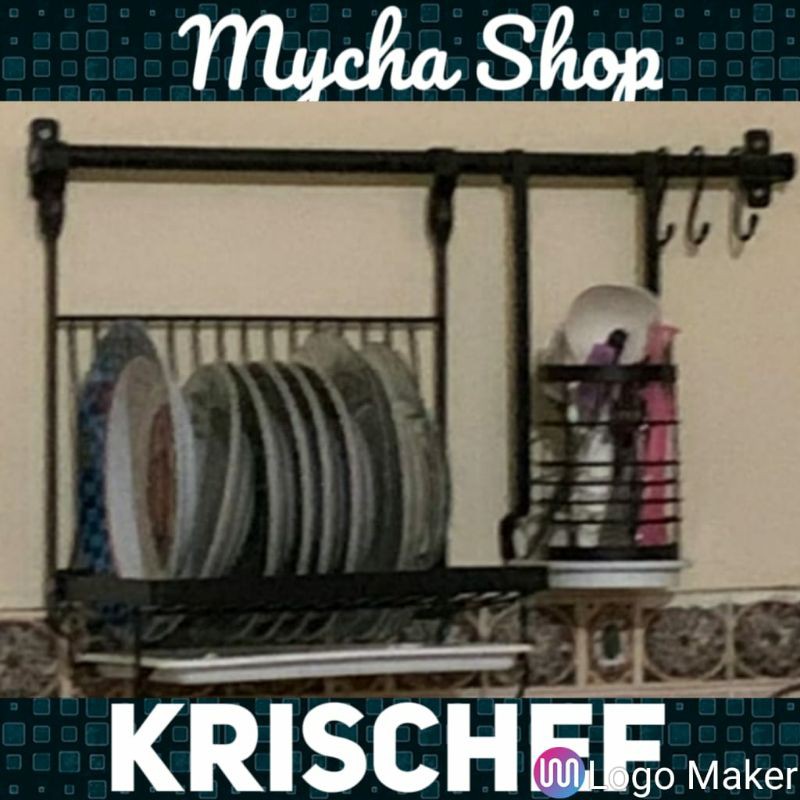 Rak Piring Gantung Krischef 60 cm Hitam Stainless Steel Rak Piring Gantung Krischef 60 cm Hitam Stainless Steel