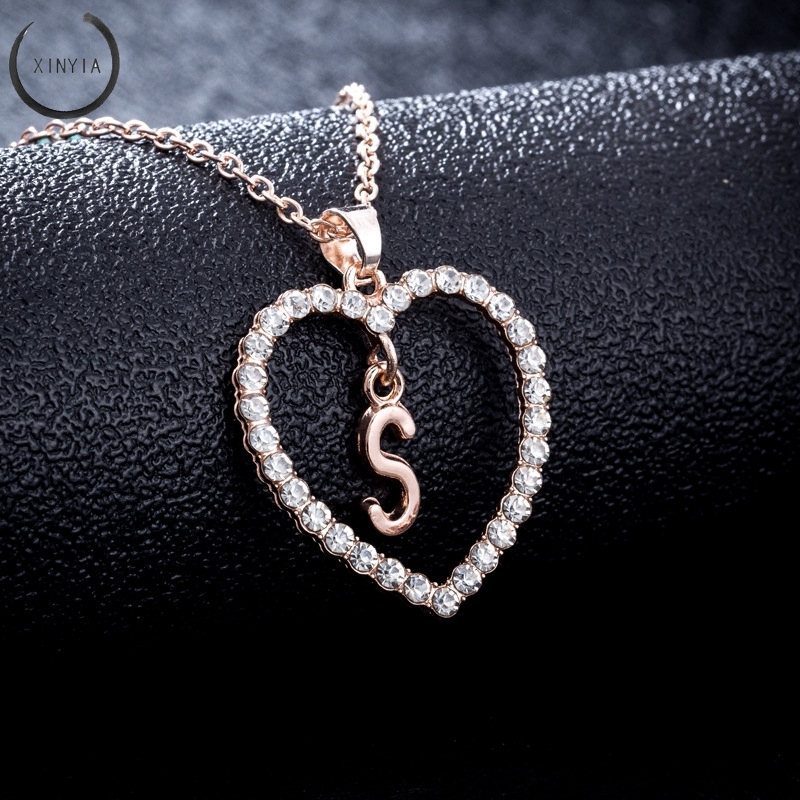 COD 26 Huruf Kalung Kristal Titanium Anti Karat 18K Alfabet Liontin Letter Necklace