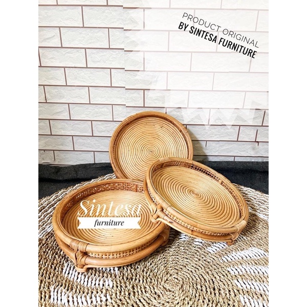 Nampan rotan aesthetic/tray murah wadah makanan/tray wadah pernak pernik/nampan murah wadah buah per