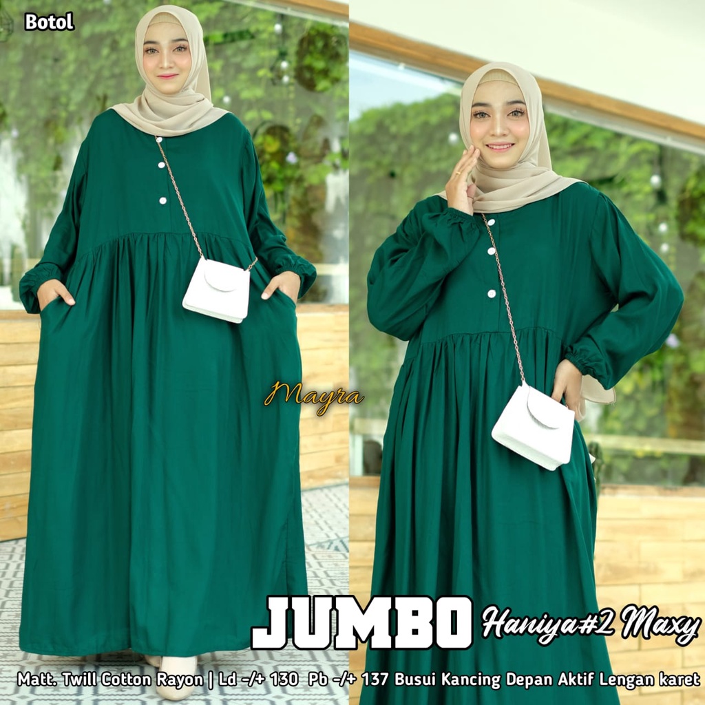 [Bayar Di tempat]. haniya 2 DRESS XXXL JUMBO / BAHAN RAYON TWILL / GAMIS SYARI LD 130-7