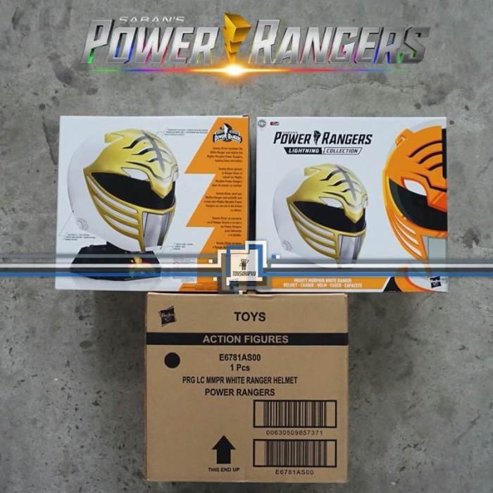 Rahm | Power Ranger Lighting Collection White Ranger Helmet / Helm With Stand Kekinian Terlaris