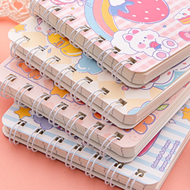 4pcs 80 Lembar A7 Buku Notebook / Catatan Mini Portable Motif Kartun Untuk Pelajar