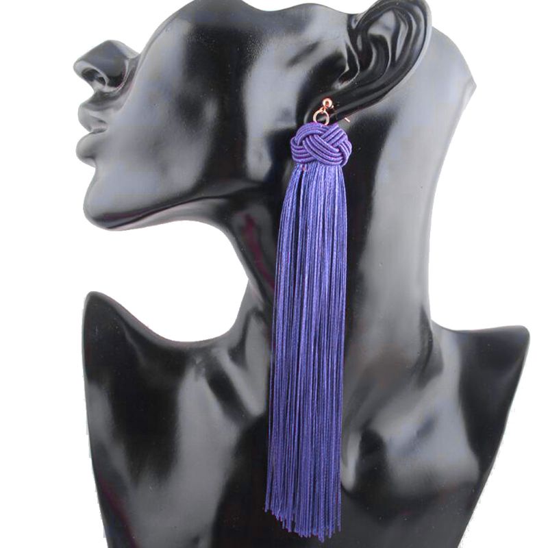 SIY  Bohemian Knotted Super Long Tassel Earrings Women Balls Beaded Fringe Jewelry