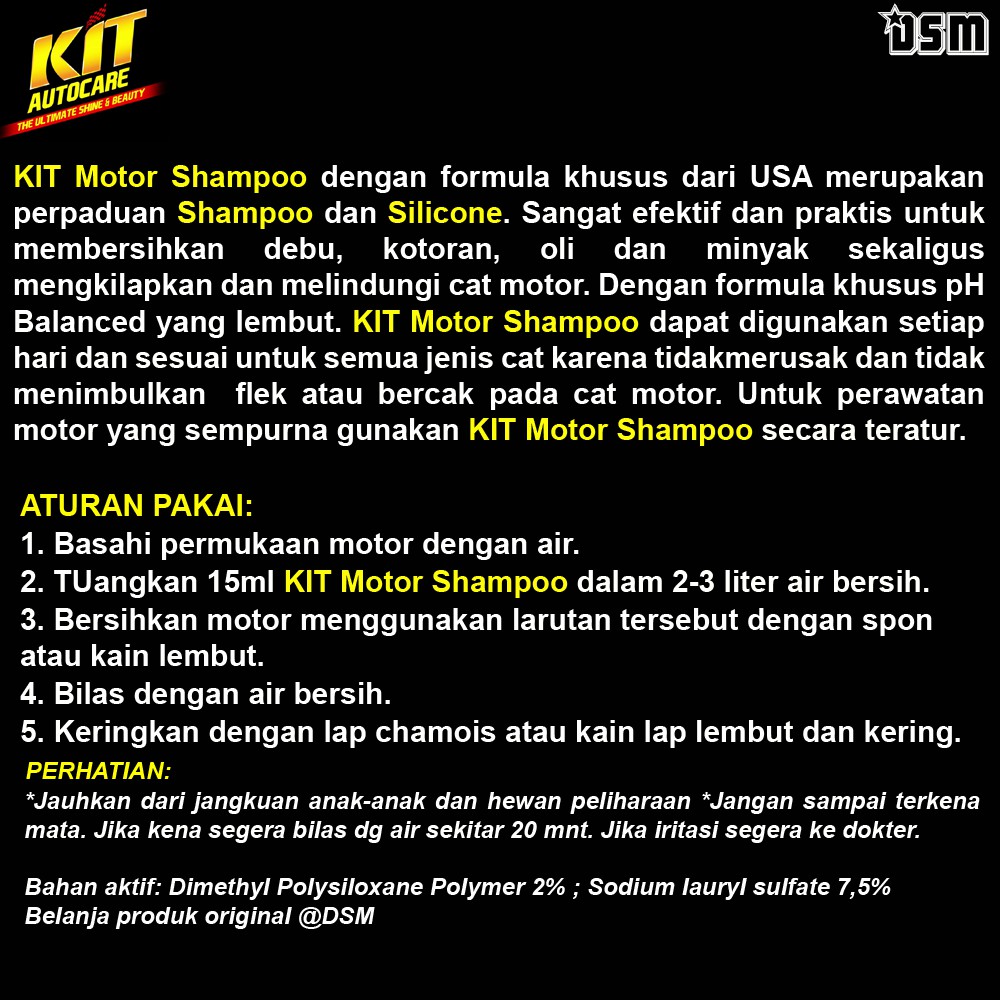 KIT Motor Shampoo - Pouch 200ml / Shampoo plus Silicone Jadikan Motor Bersih Mengkilap / DSM