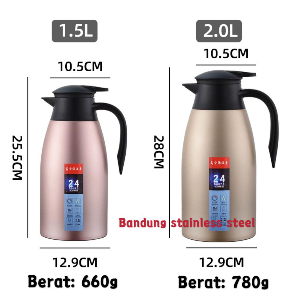 SHENAR TERMOS AIR STAINLESS STEEL 2 LITER / TERMOR AIR PANAS TERMOS AIR DINGIN 2 LITER / TERMOS KOPI TEH EUROPEAN VACUUM JUG TAHAN PANAS DINGIN ,SHENARCORNER168