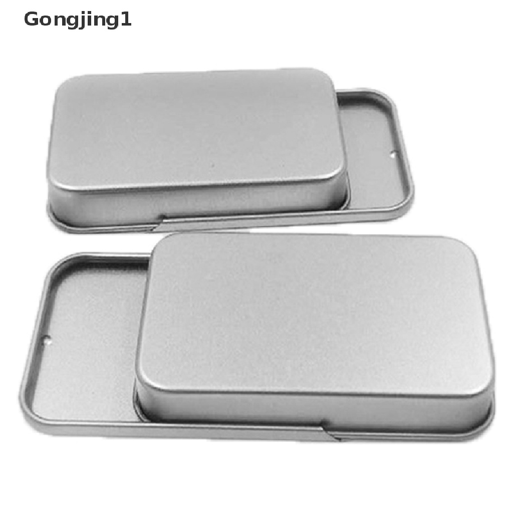 Gongjing1 Tempat Lip Balm / Wax / Krim / Pil / Jenggot Bahan Metal Ukuran 8x5 X 1.5cm Dengan Tutup Geser