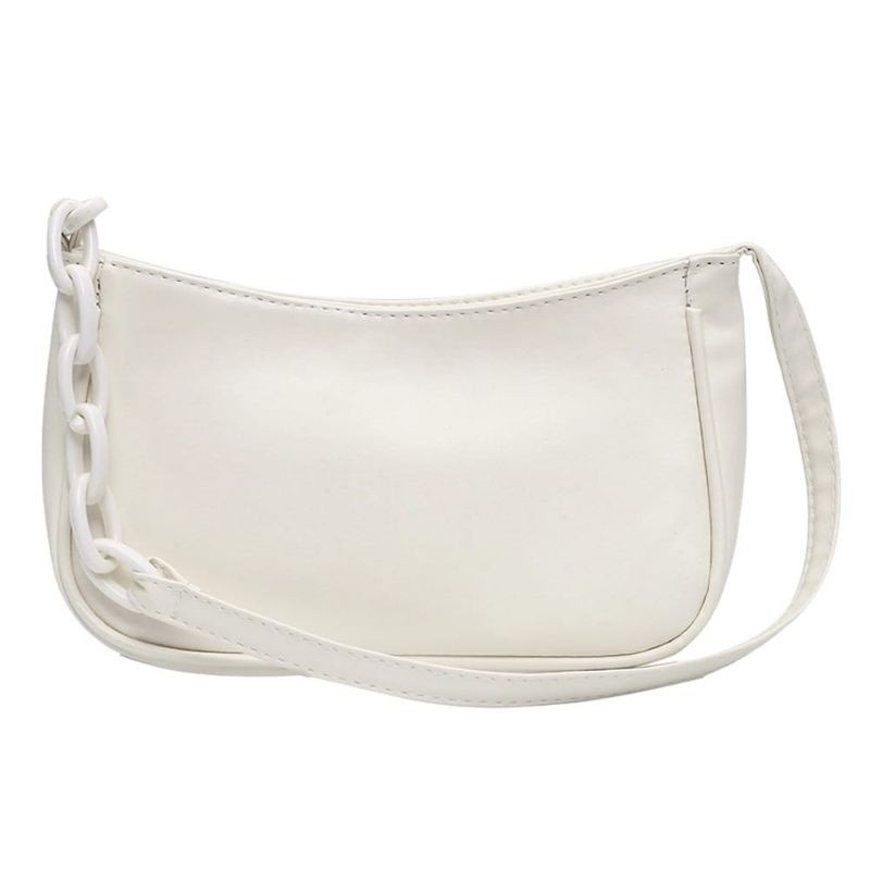 Preloved Tas Bahu Shoulder Bag Warna Putih Tali Rantai