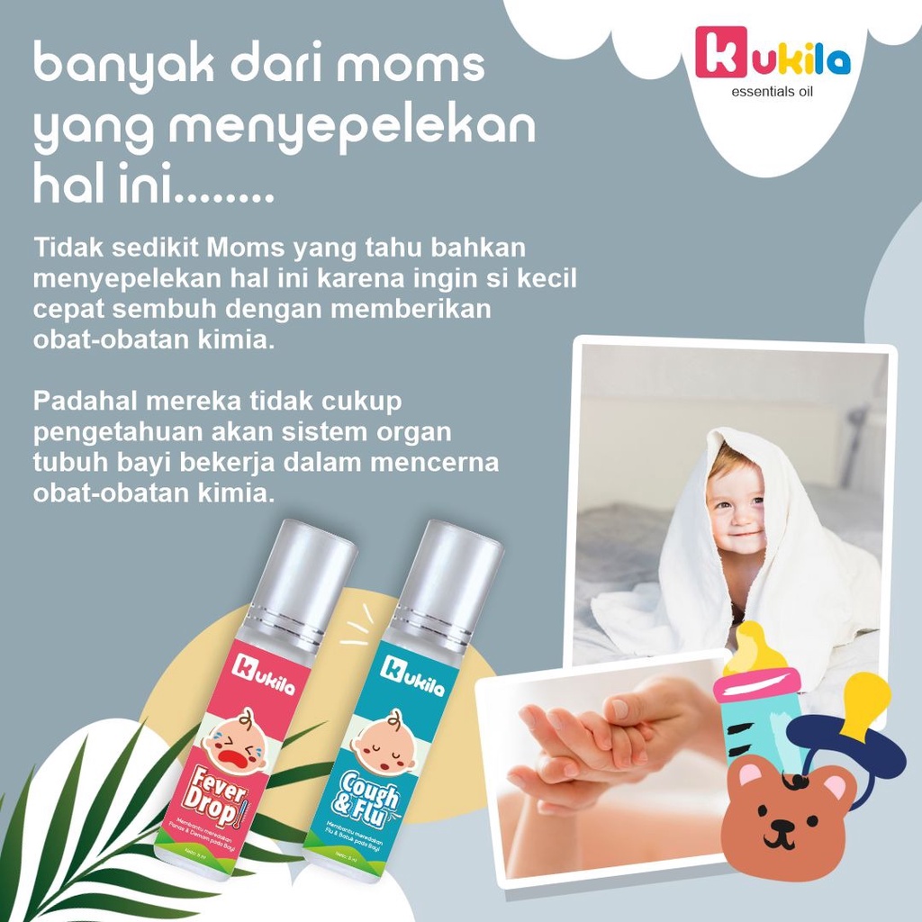 Kukila Essential Oil Baby Cough N Flu 8ml Pereda Batuk Pilek Hidung Tersumbat Pada Anak 0 - 3 Years-6