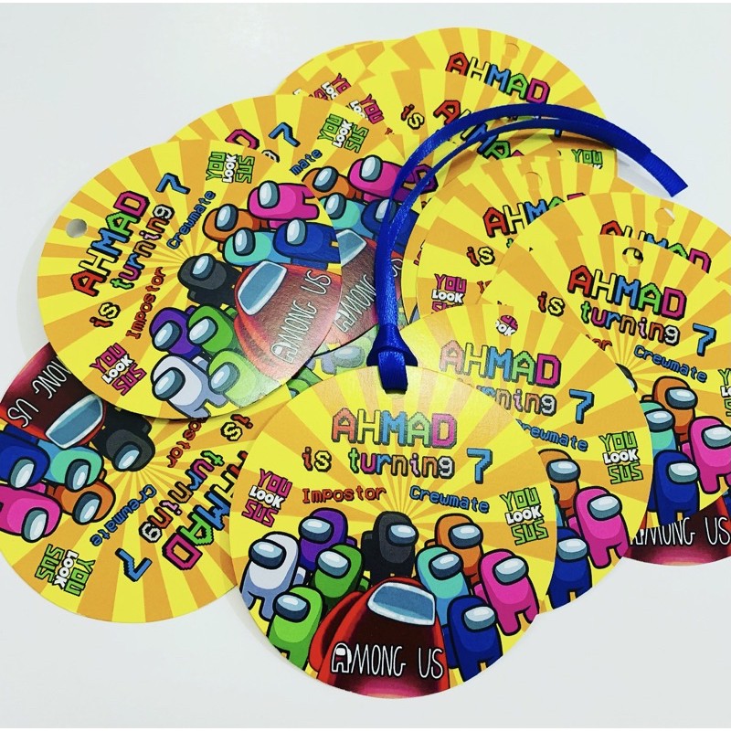 AmongUs / us Game Thanks Card Birthday / Kartu Ucapan Terima Kasih Ulang Tahun
