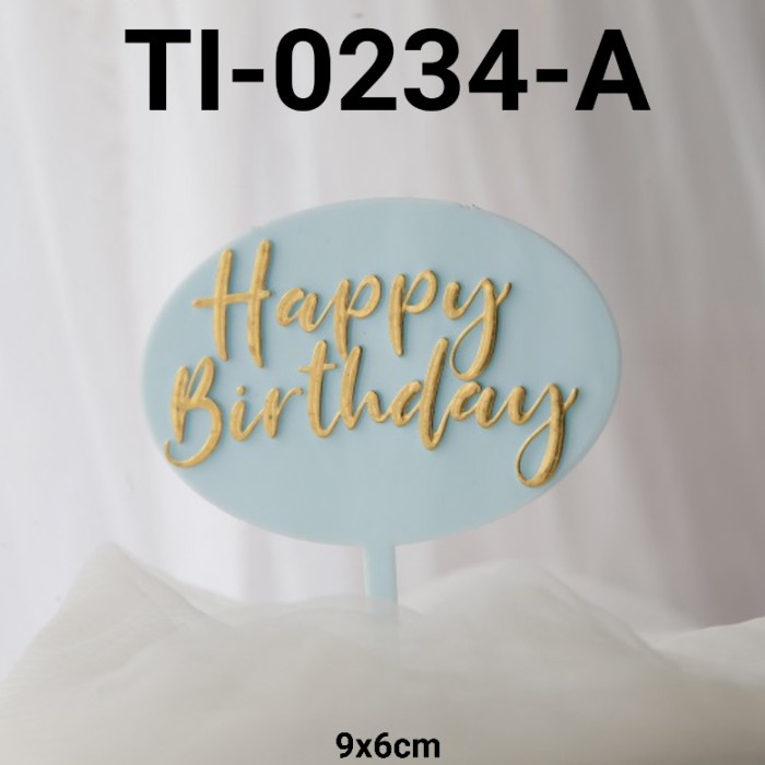 

GR-TI-0234 CAKE TOPPER TULISAN KUE TART HAPPY BIRTHDAY BACKGROUND BIRU GRATIS ONGKIR