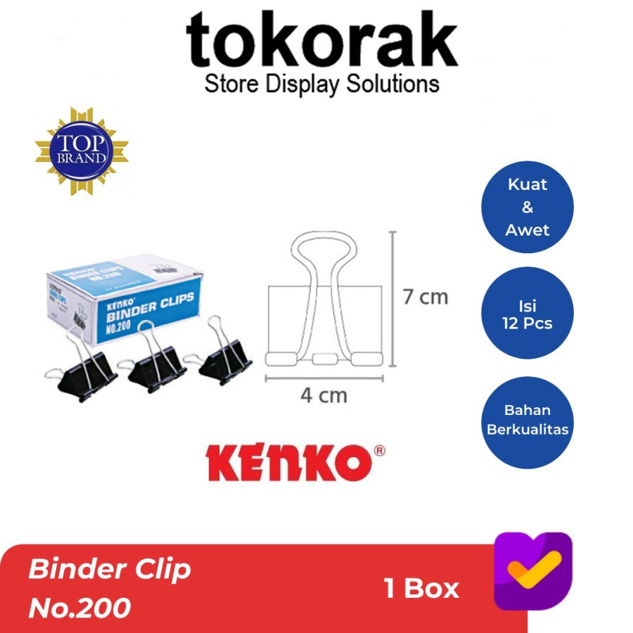 BINDER CLIP 200 KENKO - PENJEPIT KERTAS - KLIP KERTAS - PAPER KLIP