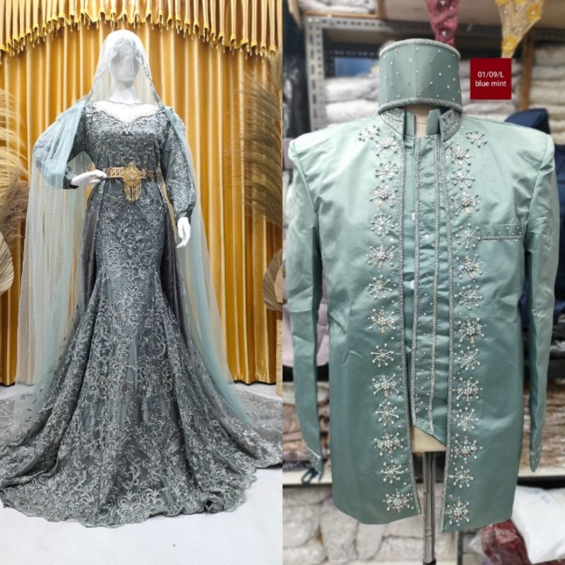 TERLARIS SEPASANG GAUN PENGANTEN SLIM DRES MUMER // GAUN CAUPLE MODREN / GAUN DRESS WEDDING /BAJU PENGANTIN COUPLE/KEBAYA PENGANTIN BEREKOR/GAUN SLIM MEWAH/GAUN MASA KINI