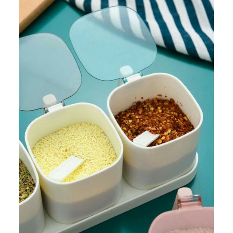 Rak Bumbu Dapur Tempat Bumbu Set 3 Cup Plastik