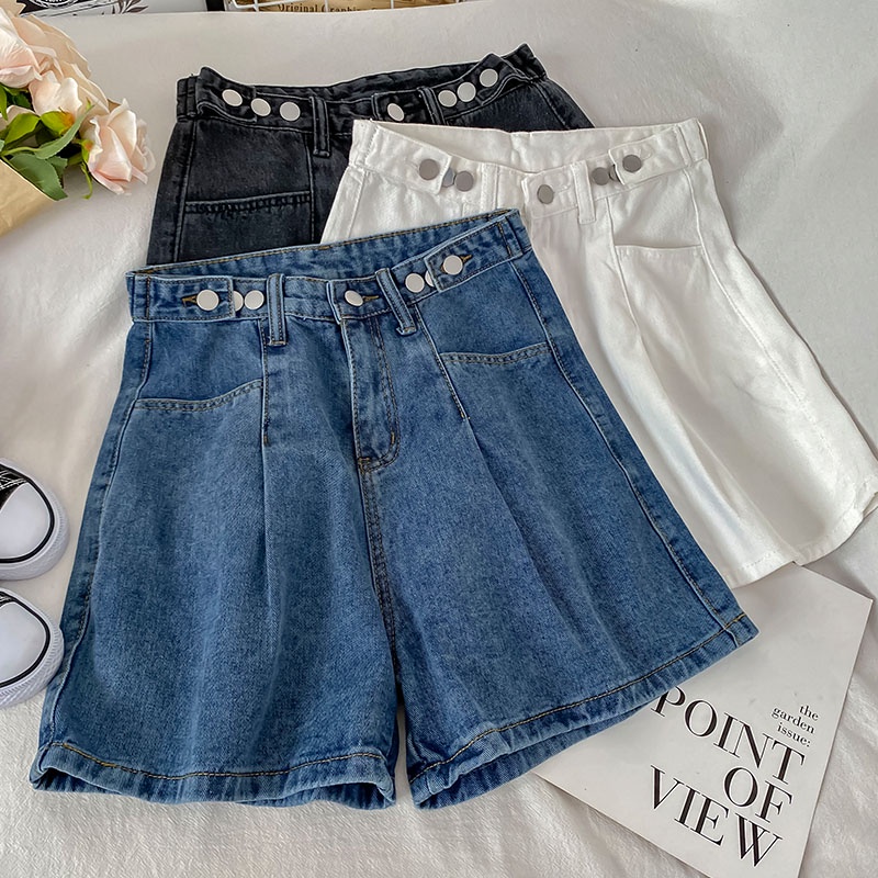 Korean Loose Highwaist Celana Jeans Pendek Wanita Fashionable (realpict)