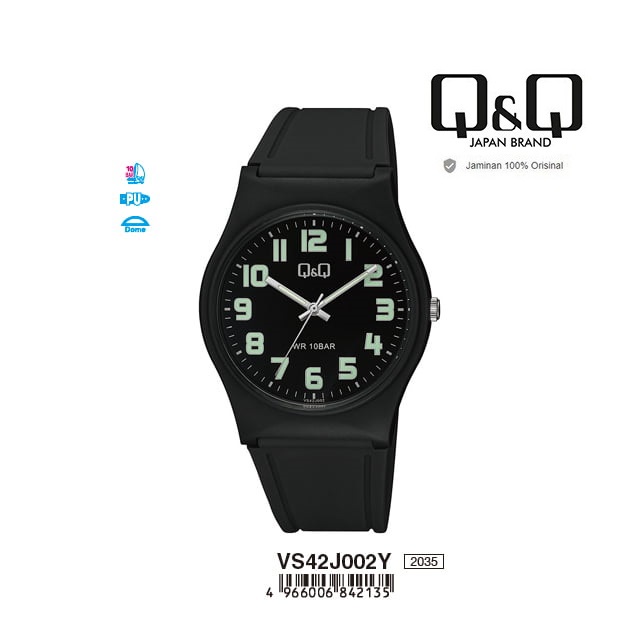 Q&Q QNQ QQ ORIGINAL ANALOG WATCH JAM TANGAN PRIA WANITA TALI KARET VS42 VS42J VS42J002Y