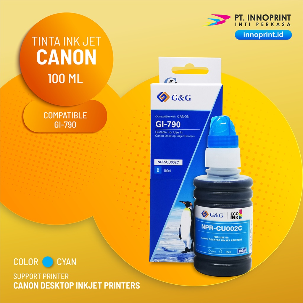 Tinta Canon G&amp;G Original Compatible GI-790 Printer Canon PIXMA G1000/2000/2002/3000/G4000