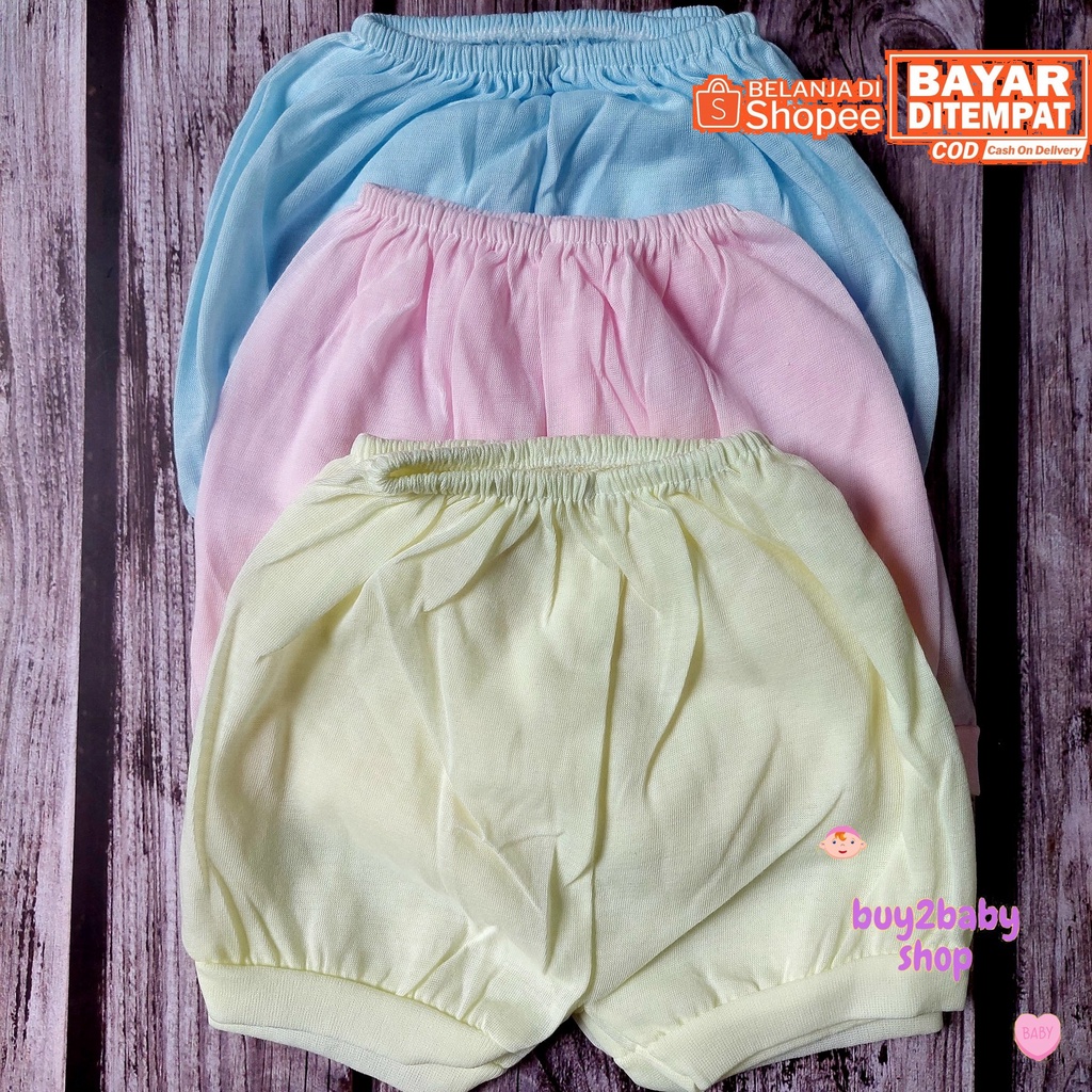 Celana pendek bayi harian murah meriah warna polos CONOCO 0-6 Bulan 3 PCS