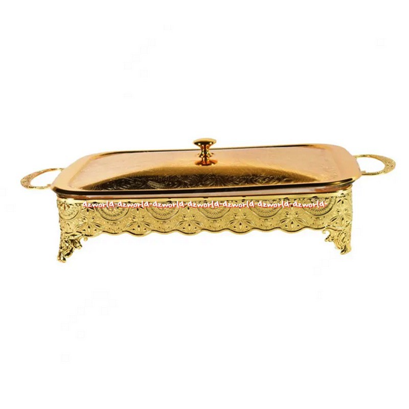 Krishome Food Platter With Lid Food Warmer Gold 2.8L Tempat Pemanas Makanan Kuning Emas