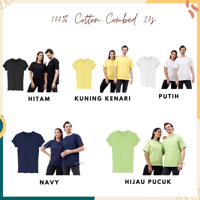 BIG SIZE XXXL - Kaos Polos Lengan Pendek Katun Combed 20s (PRIA &amp; WANITA)