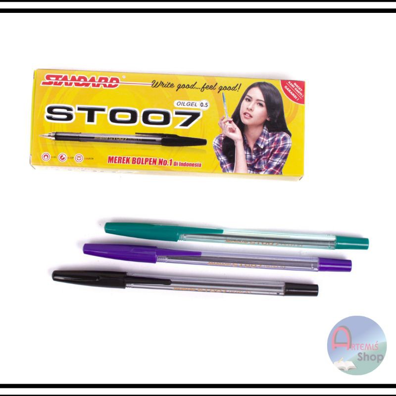 

Pulpen STANDARD ST007 Oil Gel 0.5 mm Isi 12 pcs