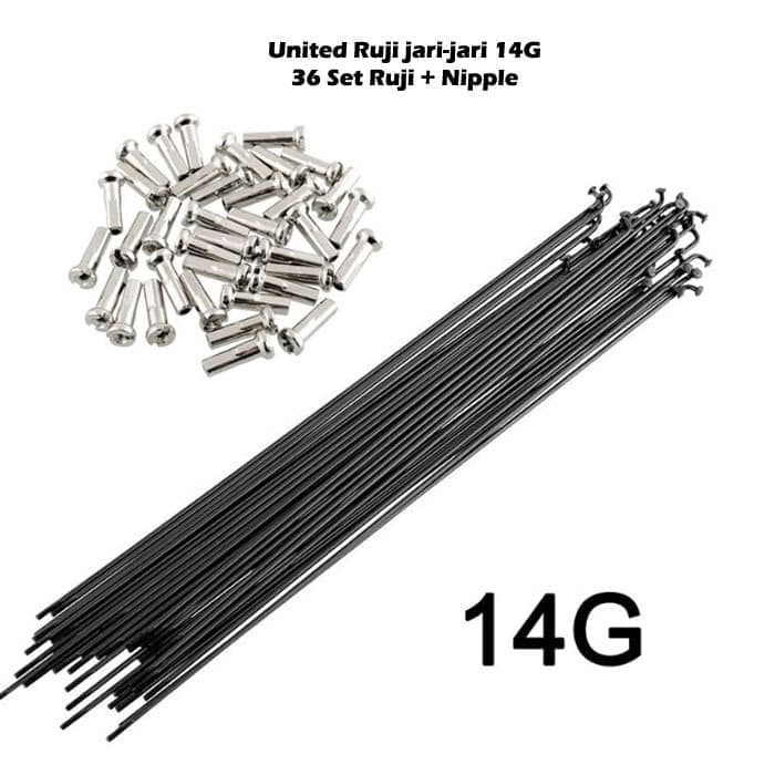 United 36Pcs Ruji JariJari Spoke Stainless 262mm 14G Sepeda 26 inch