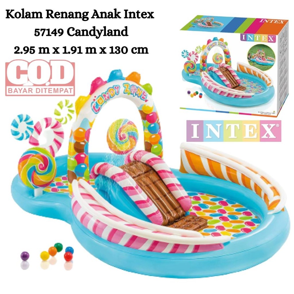 Kolam Renang Anak Intex 57149 Play Center Candy Perosotan 2.95mx1.91mx130cm Kolam Renang Portable