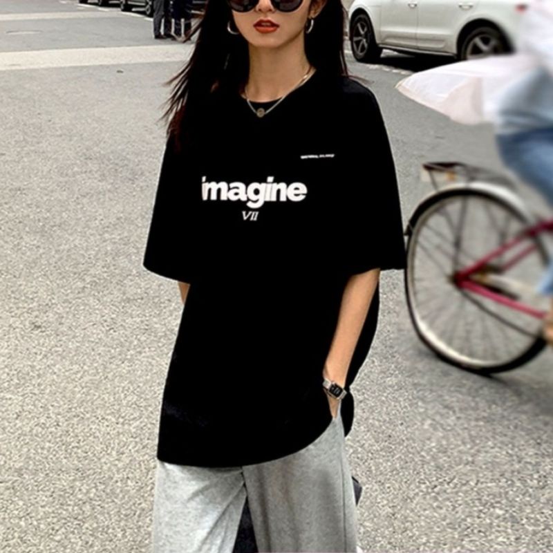 (M - XXXXL 6XL) Kaos BIGSIZE Jumbo IMAGINE Emotional Balance Korean Harajuku Street Style Top Atasan Oversize Cotton Combed Black Hitam Putih Oversize