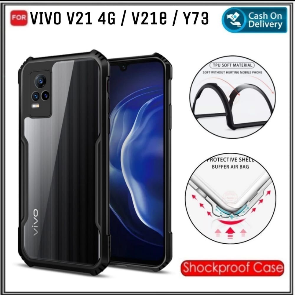 Case Vivo Y75 5G V21 4G 5G V21E Y73 Y50 Y30 Y30i Y30s Y21 Y21s Y33s Y51 Y51A Y53s Y91 Y93 Y95 Y91C Y20 Y20i Y20s Y20sG Y12s V20 SE Y12 Y15 Y17 Y19 Y15s V19 S1 Pro Hard Soft Fusion Armor Shockprooft TPU HD Trasnparan Acrylic Casing HP Cover + Ring Holder