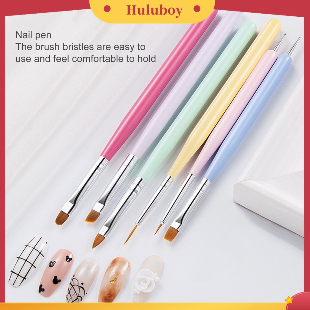 Huluboy Huluboy♡ 6pcs / Set Pen Liner Kuku Warna Macaron Untuk Nail Art