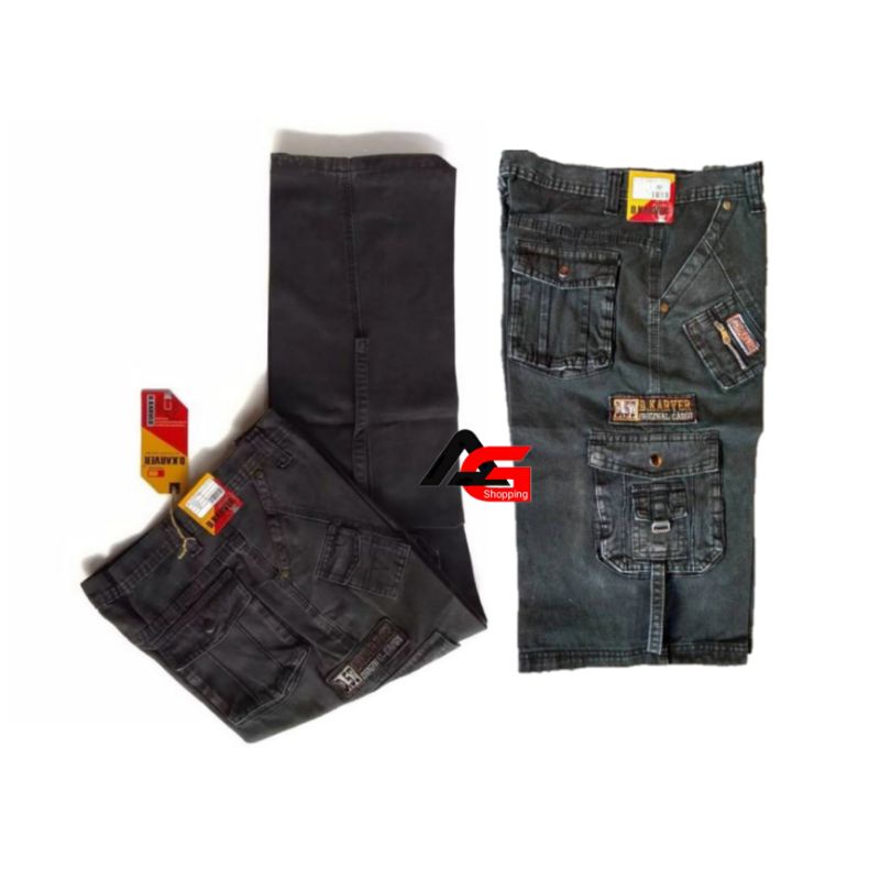 Celana Cargo Pria Panjang Pendek Bahan Jeans