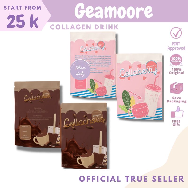 

GEAMOORE COLLABERRY MINUMAN SERBUK MENGANDUNG COLLAGEN RASA STRAWBERRY DAN COKLAT