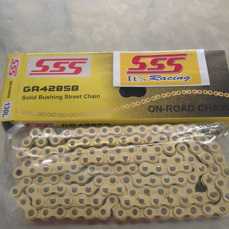 RANTAI SSS HSB - RANTAI MOTOR SSS 428HSB P130 WARNA GOLD RXKING-TIGER-CB-VIXION-KLX-DLL
