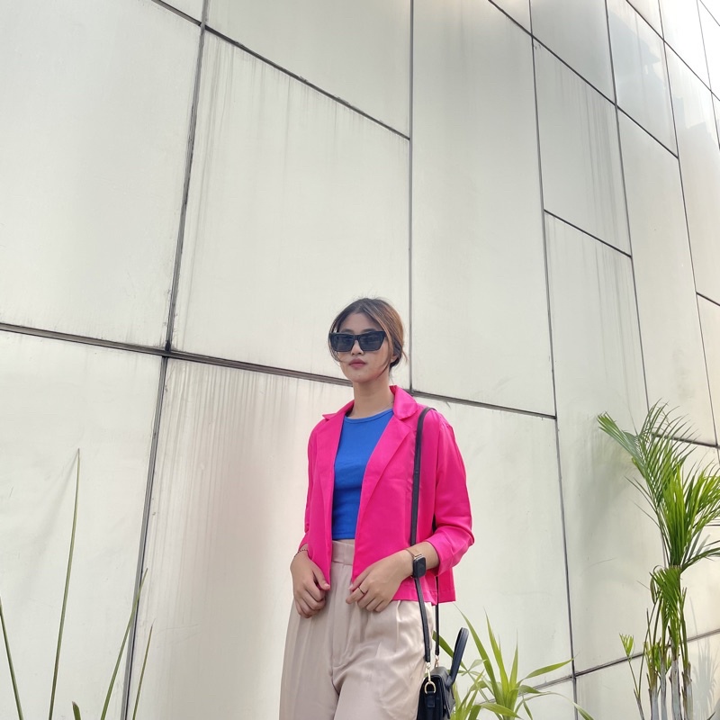 Lula Blazer crop - BLAZER KOREA | blazer fushia blazer blue electric biru elektrik BLAZER OUTER LINE