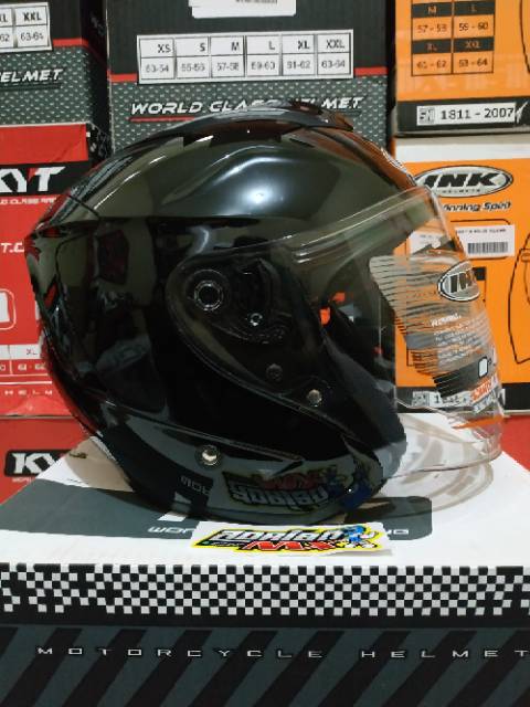 HELM INK DYNAMIC SOLID BLACK METALIK HELM HALF FACE INK POLOS HITAM HELM TOURING INK DYNAMIC ORI SNI-2