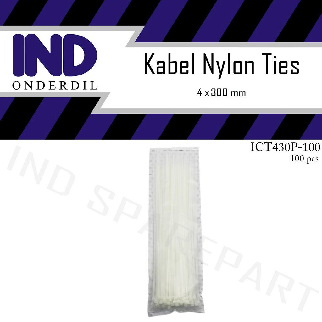 Kabel-Cable-Pengikat Nylon-Nilon Tie-Ties-Tis 4x300-4 x 300 mm Putih 100 Pcs-Biji