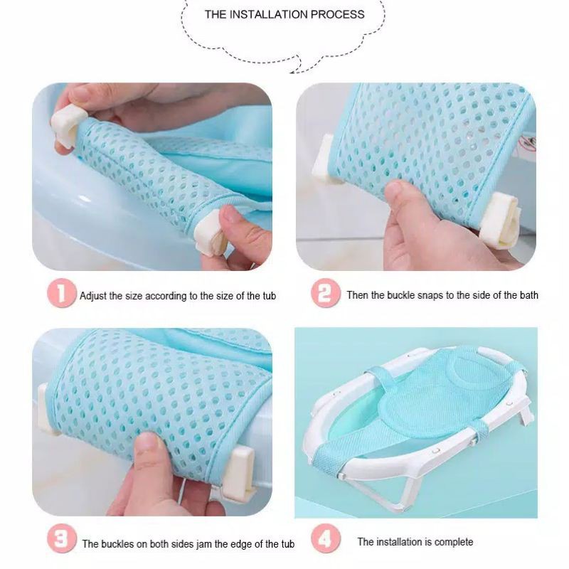 ORI Jaring mandi pengaman bayi baru lahir Bantal Bak Mandi Bayi Anti Slip Adjustable Bentuk Silang Jaring Mandi Bayi Premium Busa besar Jaring Alas Mandi Bayi Ukuran Besar/Alas Mandi Bayi Baby bath Helper premium pra Drktis