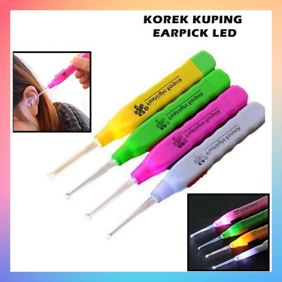 Korek Kuping LED Pembersih Telinga Senter Flashlight Earpick Alat Nyala Lampu Souvenir Murah Import