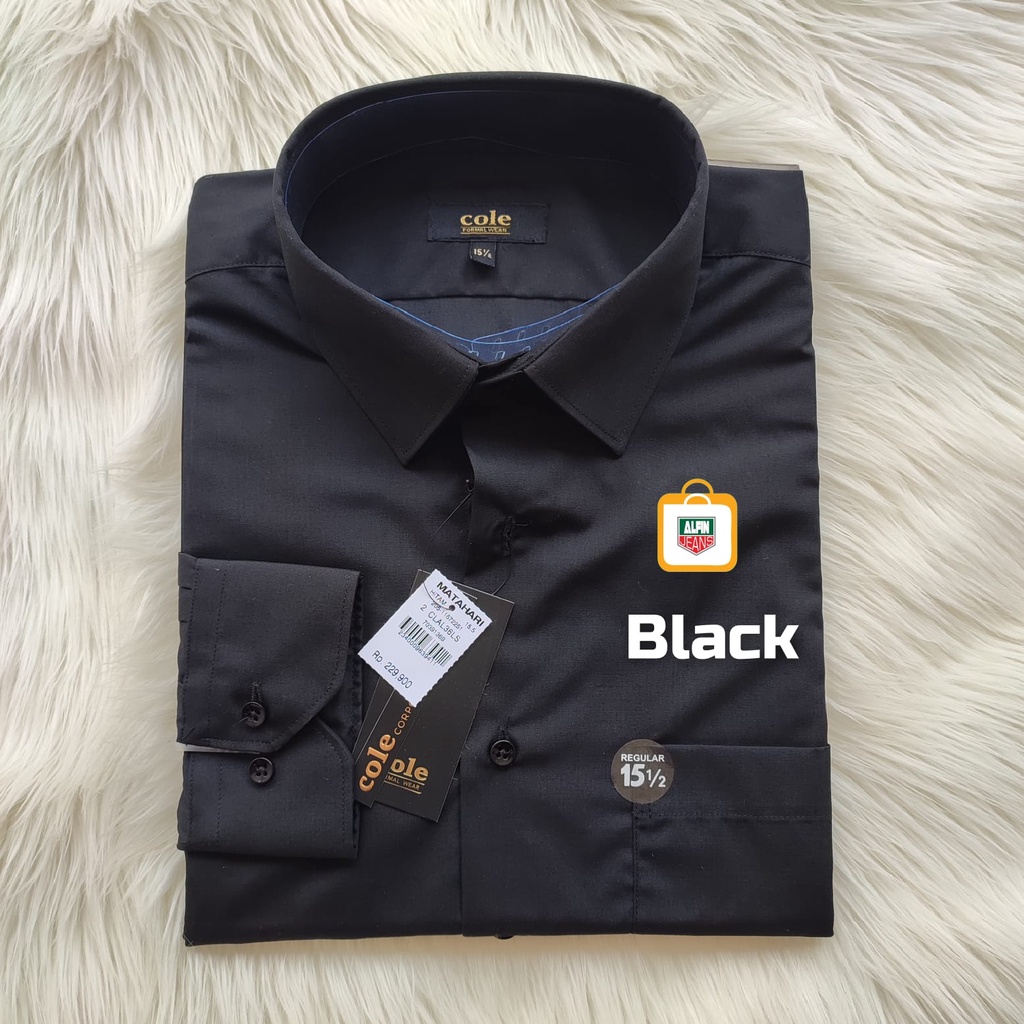Kemeja Polos Cole Formal Hitam Reguler Fit