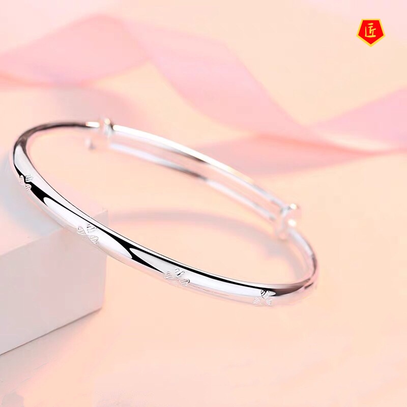 [Ready Stock]Simple Temperament 999 Silver Clover Bracelet