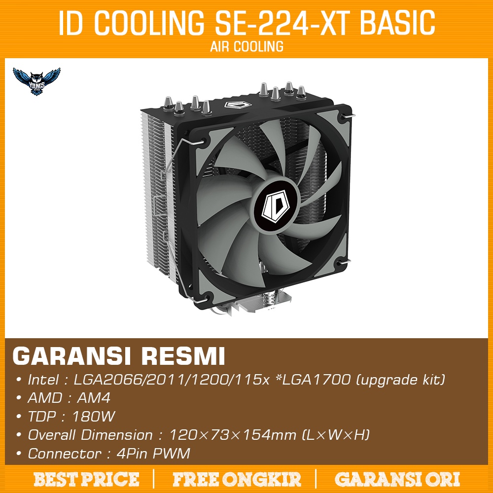 ID-COOLING SE-224-XT BASIC | CPU Cooler Bundling Dual Fan (Intel/AMD)