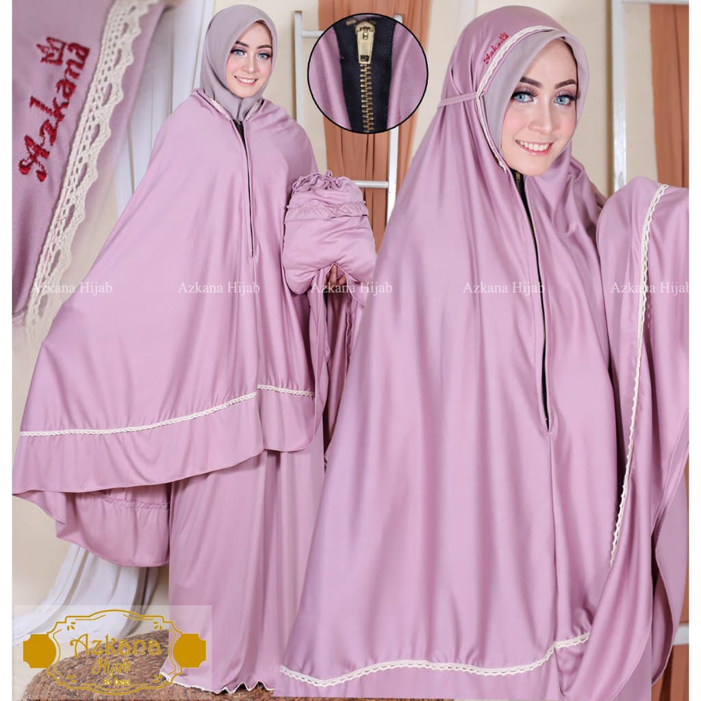 Mukena Traveling Dewasa Ziper 2 in 1 by Azkana Free Tas Terbaru / Alody's Collection