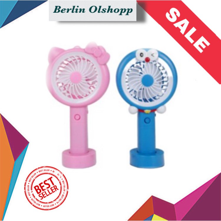 Kipas Mini Fan Karakter Portable With LED Light